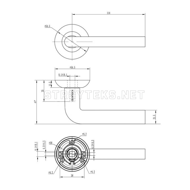Ручка дверная DOORLOCK Fenix A16R Ручка дверная DOORLOCK Fenix A16R